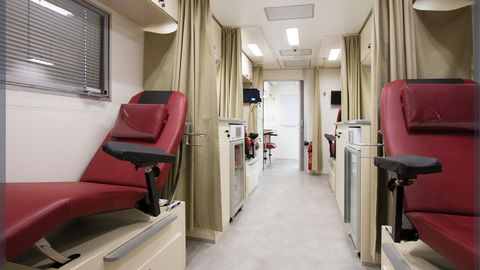 Blood donation truck to support the permanent blood collection infrastructure