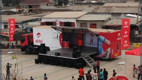 AIRTEL podium truck on the roads of Congo 