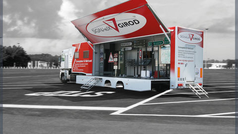 Truck converted into a mobile sales outlet